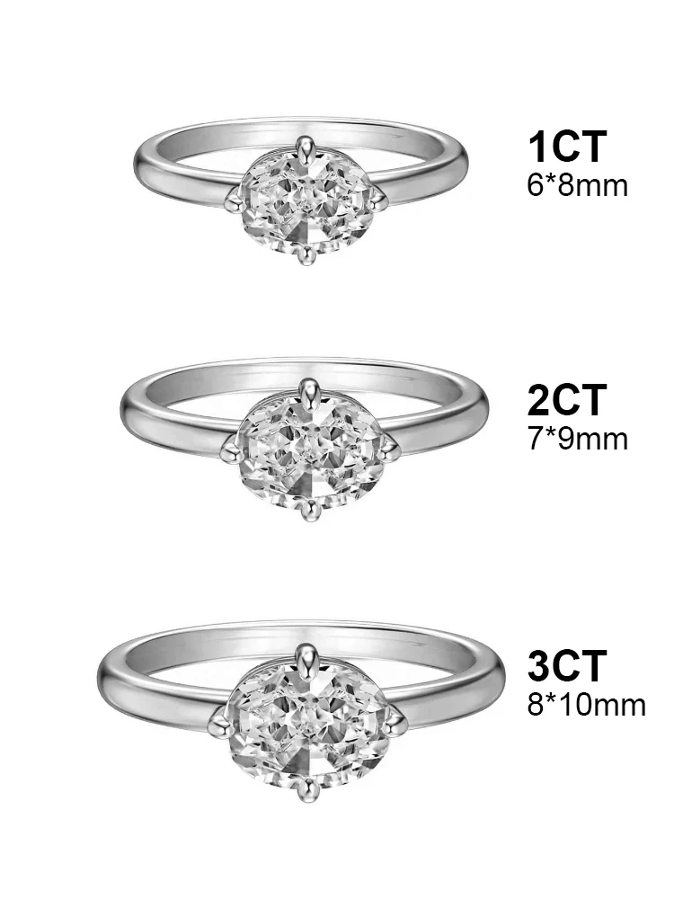 Women's 925 Sterling Silver Oval Zircon Ring