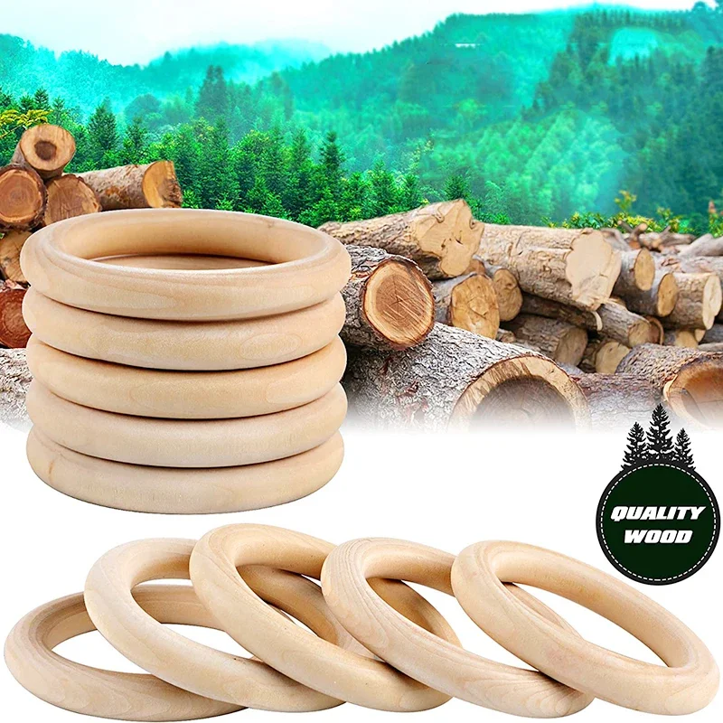 15-100MM Natural Wood Rings Unfinished Solid Wooden Rings for Macrame Craft Ring Pendant Connectors Jewelry Making Home Decor