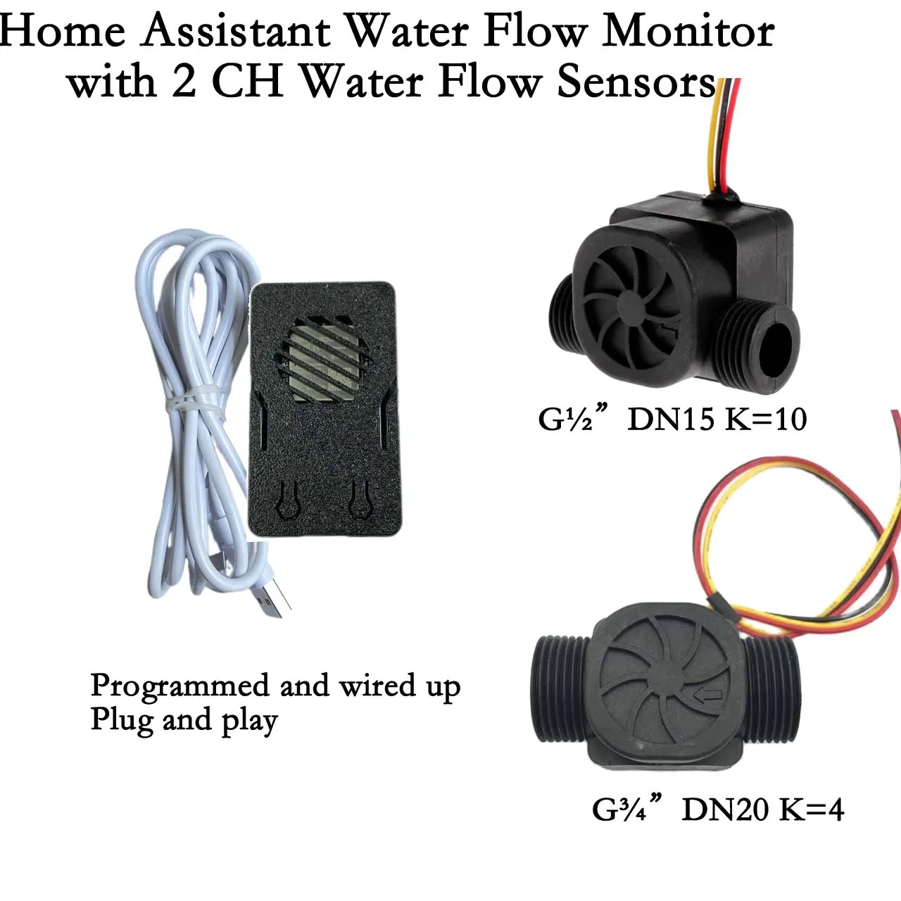 Plastic Water Flow Sensor Home Assistant Wifi Flow Kit 2 Channels Flow Measurement Flowtek iSentrol Turbine Flowmeter