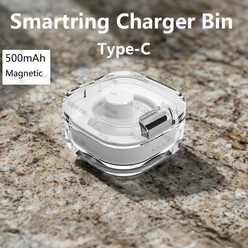 RUOFINE Portable Charger For R02 R03 R06 R09 Smartring Crystal Transparent Charging Bin 500mAh Type-C Magnetic Smart Rings 2025
