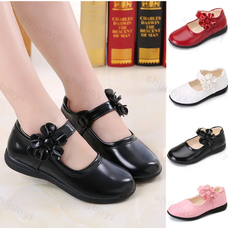 Girls Leather Shoes 2026 Spring Autumn Children Wedding Dress Black Princess School Shoes Fashion Mary Jane Performance Shoes