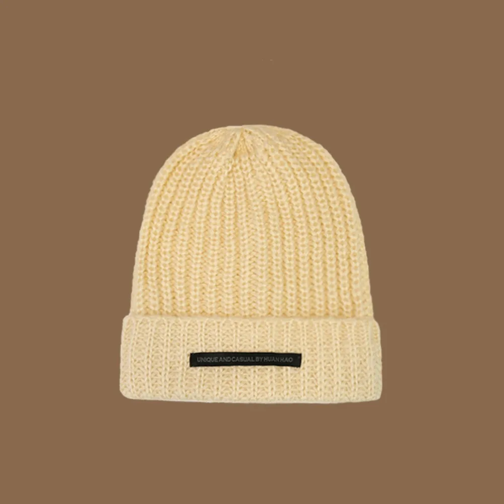 New Fashion Men Warm Knitted Hat Soft Thick Wool Wrinkle proof Hat Winter Warm Ski Hat Loose Hat Casual Hat