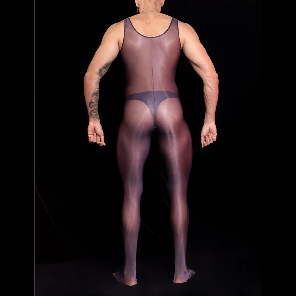 Male Sexy Lingerie Mens Bodysuit Night Club Oil Glossy Shiny Jumpsuit Medium Strecth Slim Solid Underwear Body Stocking
