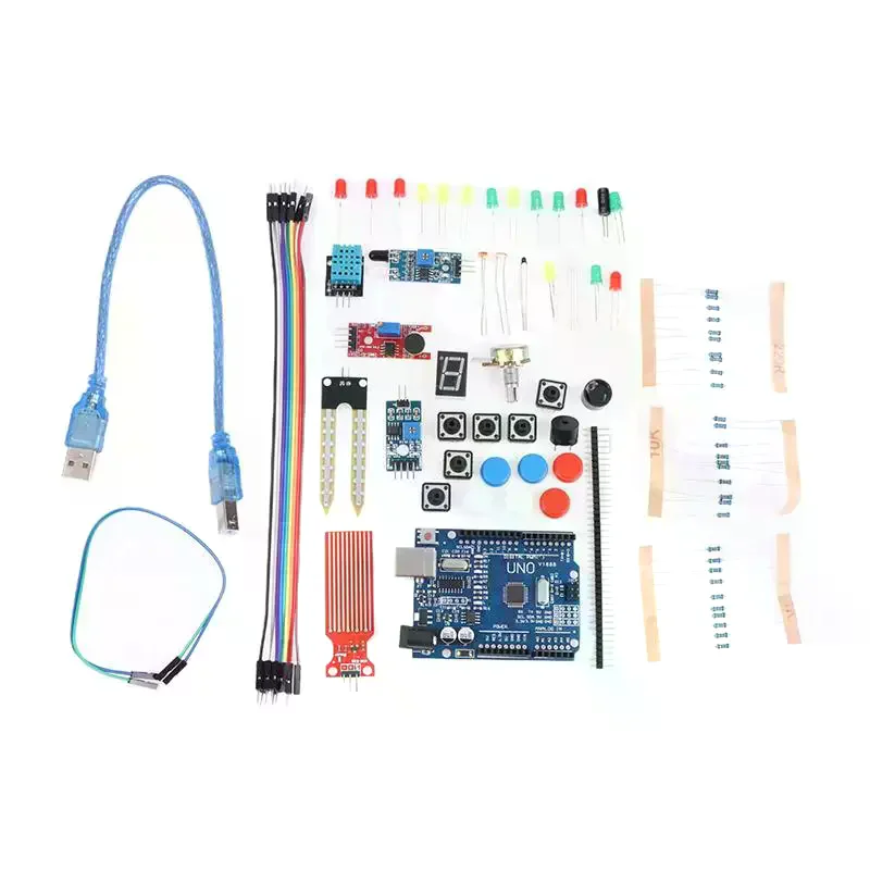 

Full Set Electronics Kit With 400/830 Tie-points Breadboard For Arduino UNO R3; DIY Prototyping Materials