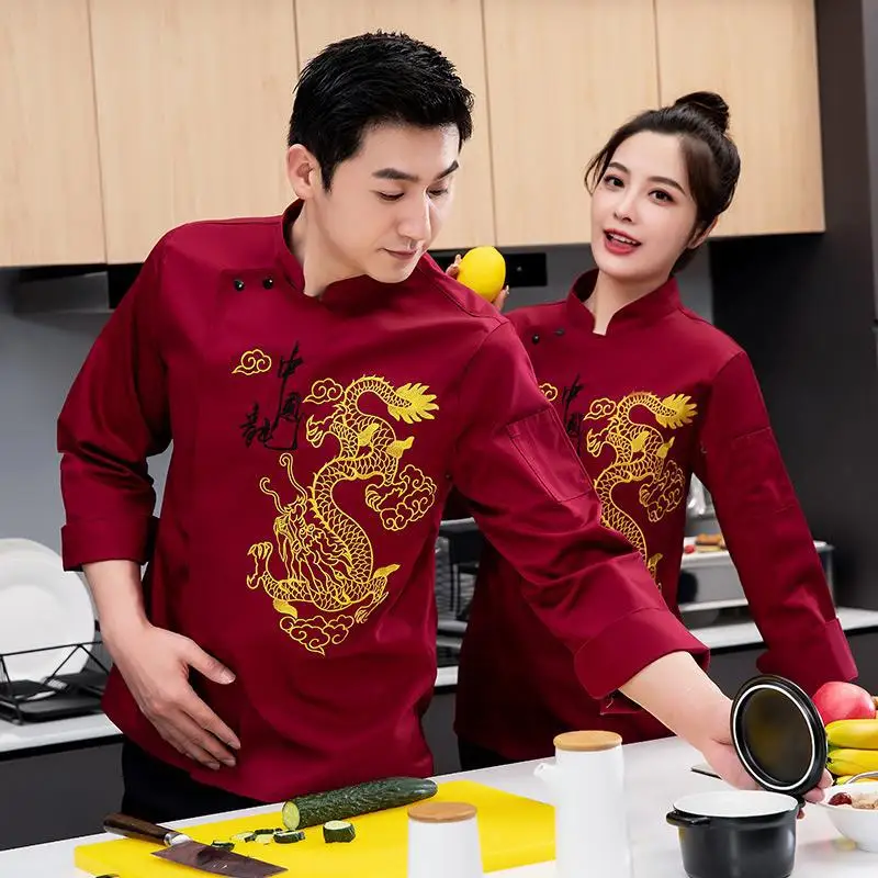 Hotel Waiter Autumn and Winter Clothing Restaurant Breathable Chef Overalls Long Sleeve West Kitchen Cook Clothes Catering Bakin