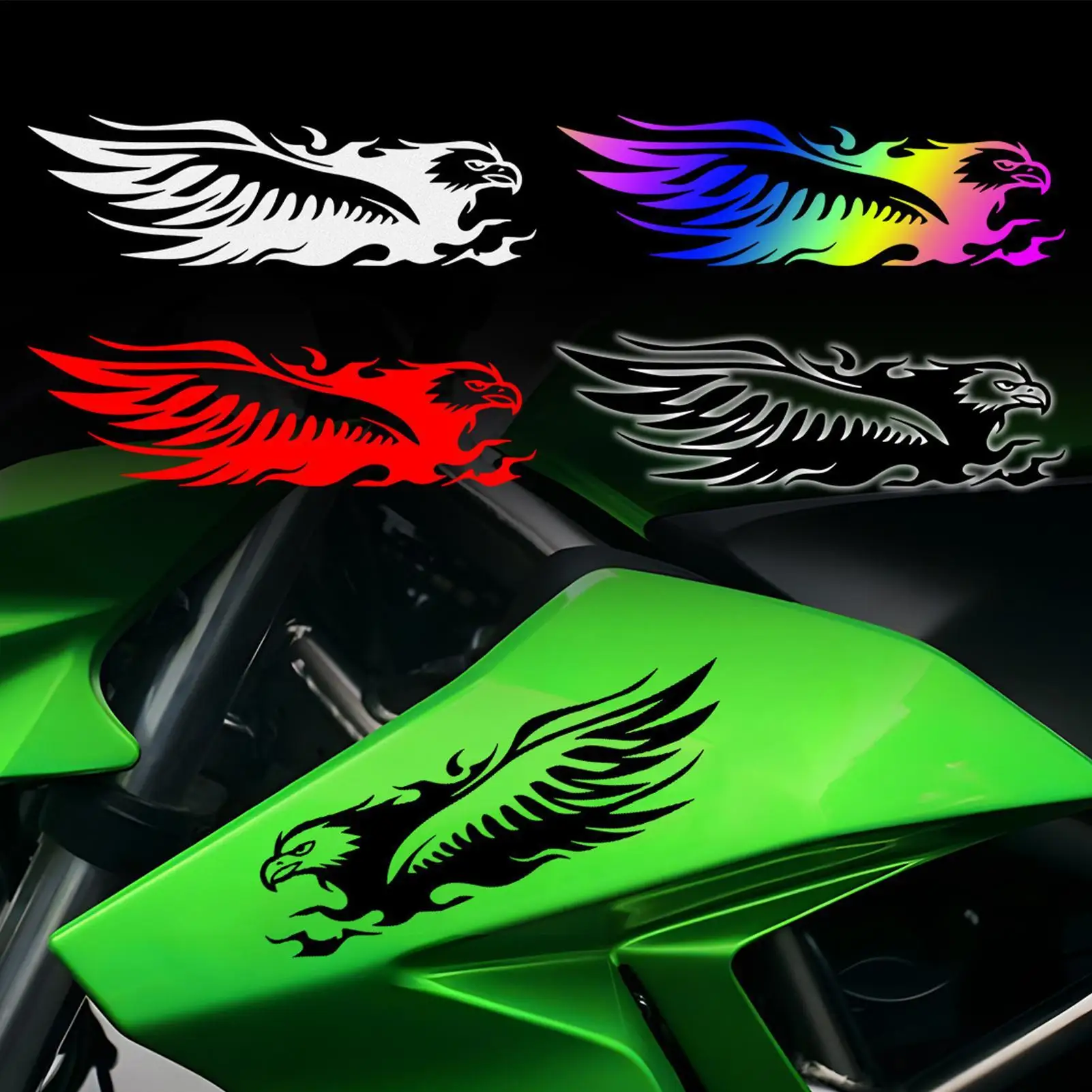 

Motorcycle Eagle Flame Stickers Cool Fire Strip Modified Stickers Self-Adhesive Scratch Covering Decals for Vehicles Bike
