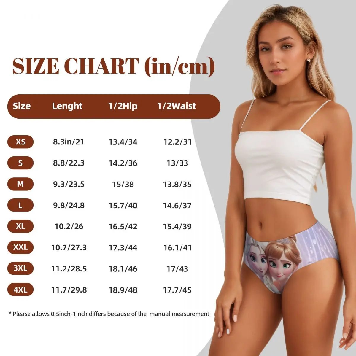 Custom Womens Frozen Plush Elsa Anna Princess Best Friend Brief Panties Female Stretch Underwear Underpants