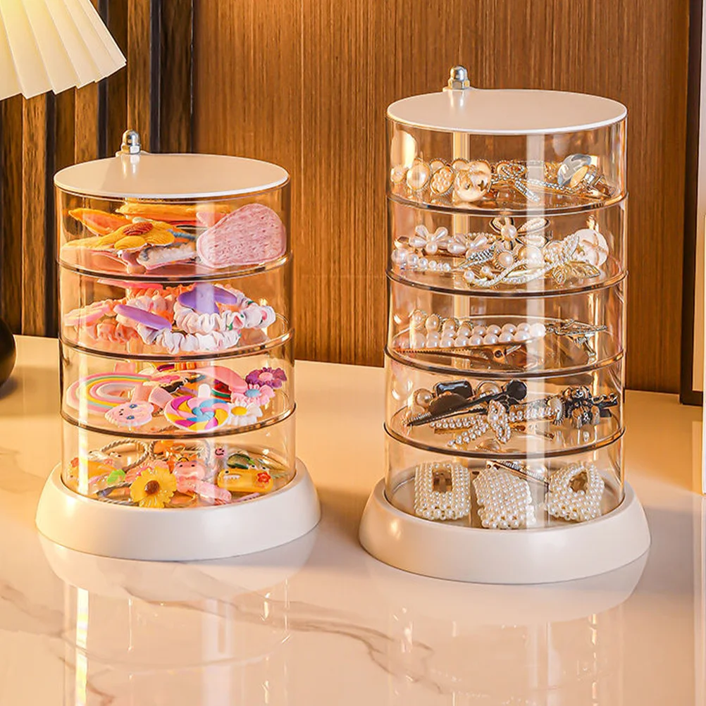

4-Layer Rotating Jewelry Storage Box Multi-Layer Organizer Case For Earrings Rings Pendants Trinkets Desktop Display Holder