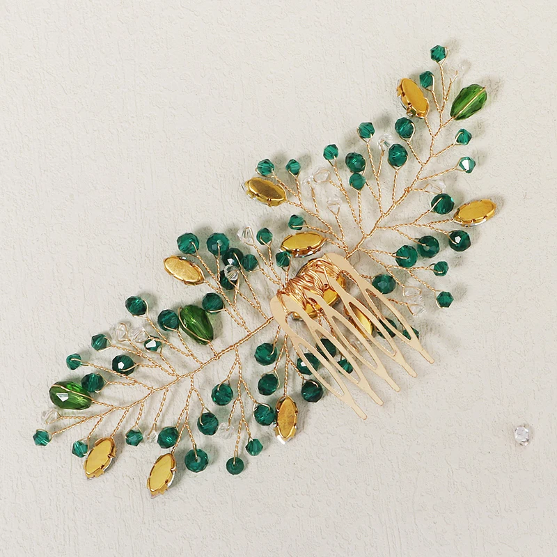 Green Pearls and Rhinestones Hair Accessories Fashion Luxury Jewelery Hair Jewelry Headpiece Headwear Gift For Friends