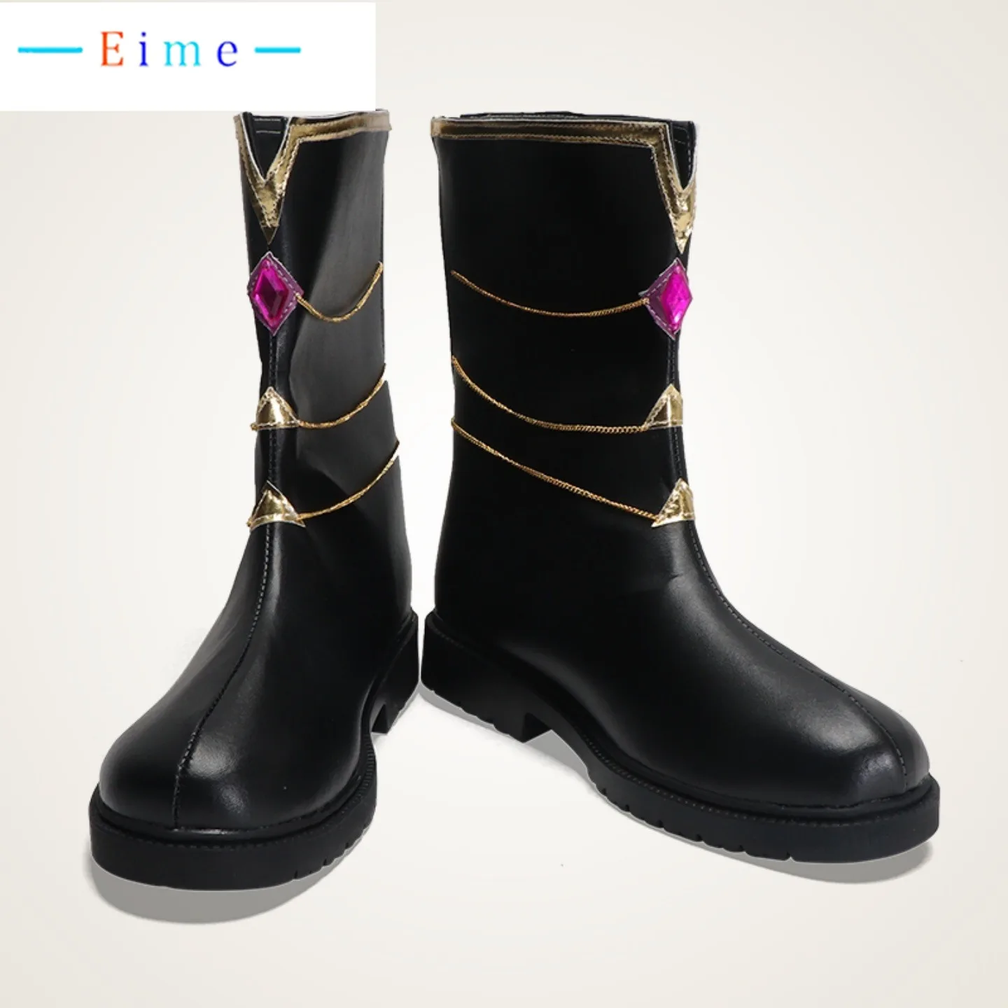 لعبة فرقة نجوم ساكوما ريتسو تأثيري أحذية بولي Leather جلد أحذية سوداء برقبة أحذية كرنفال الهالوين تأثيري الدعائم مخصص