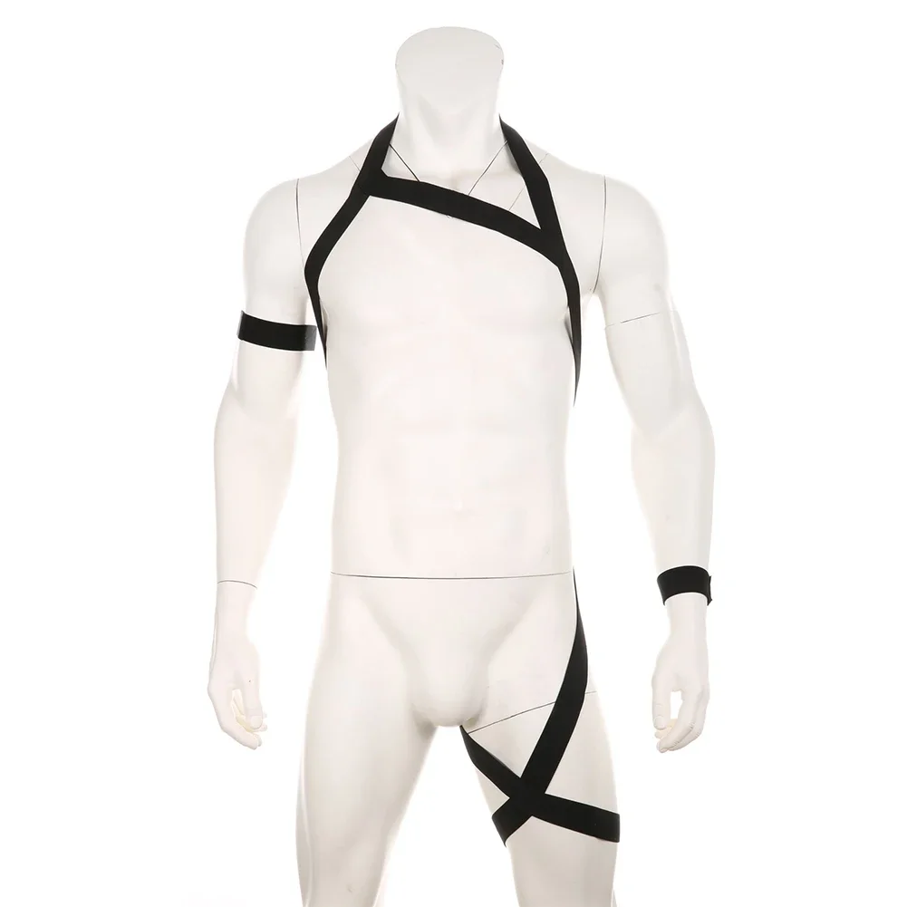 

Men Bondage Body Chest Harness Costume Elastic Strap Lingerie Halter Neck Hollow Tank Top Breathable Singletss Undershirt