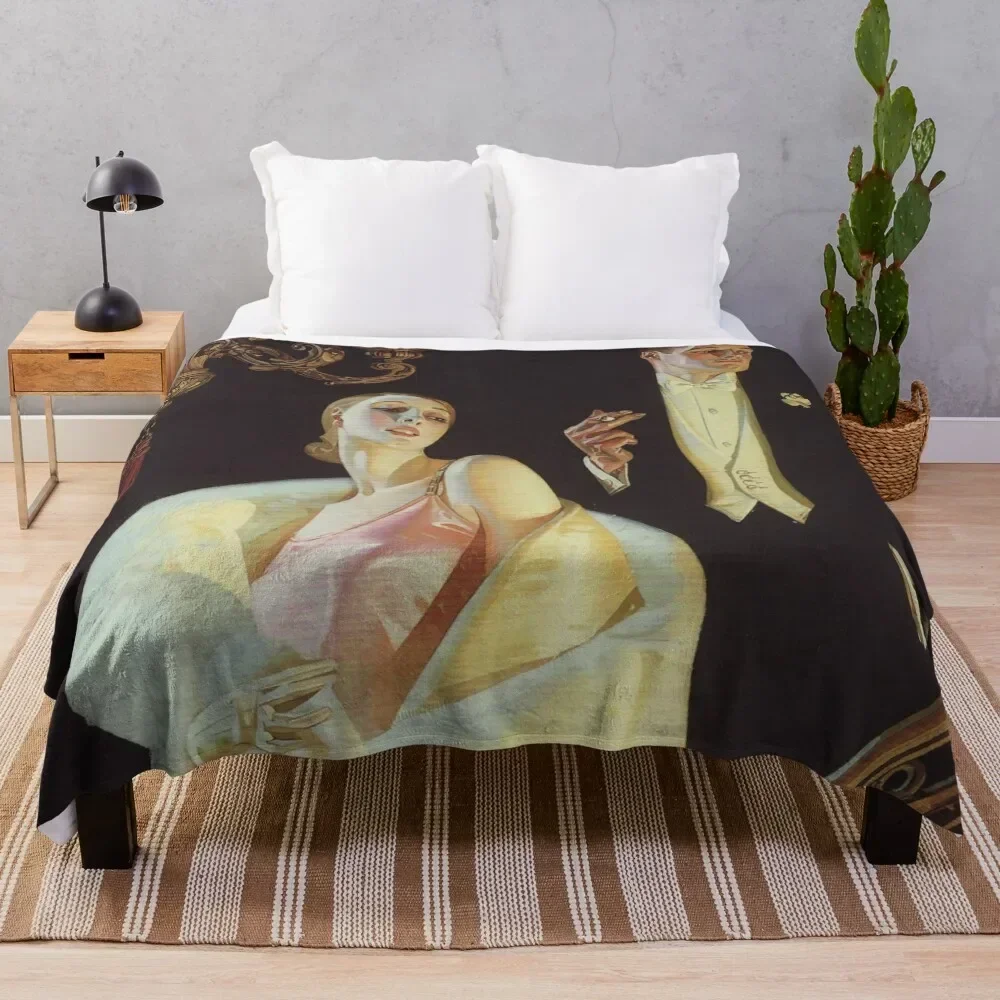 

Couple Descending Staircase by J.C. Leyendecker Throw Blanket Bed Fashionable Soft Big Blankets