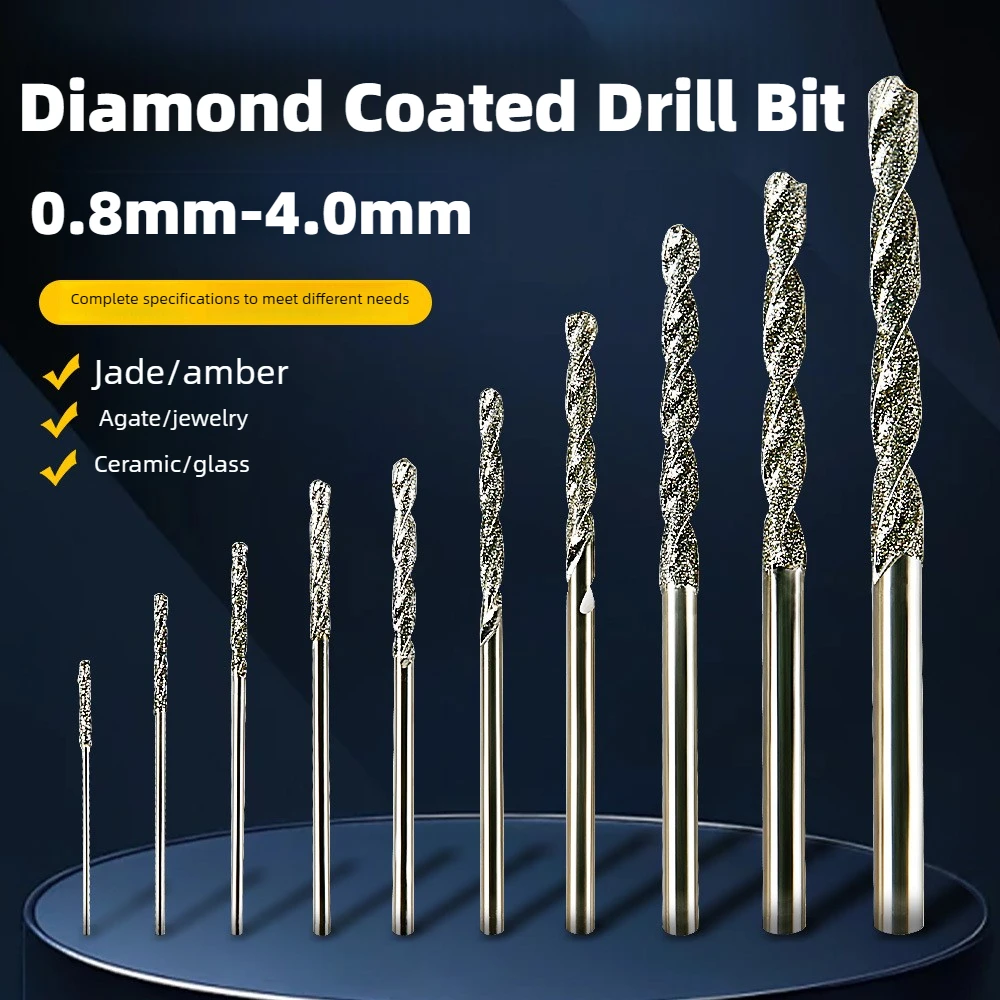 

5/10pcs Diamond Coated Drill Bit 0.8mm-4.0mm Micro HSS Twist Drill Bit for Tile Stone Marble Brick Jade Hole Drilling Cutter