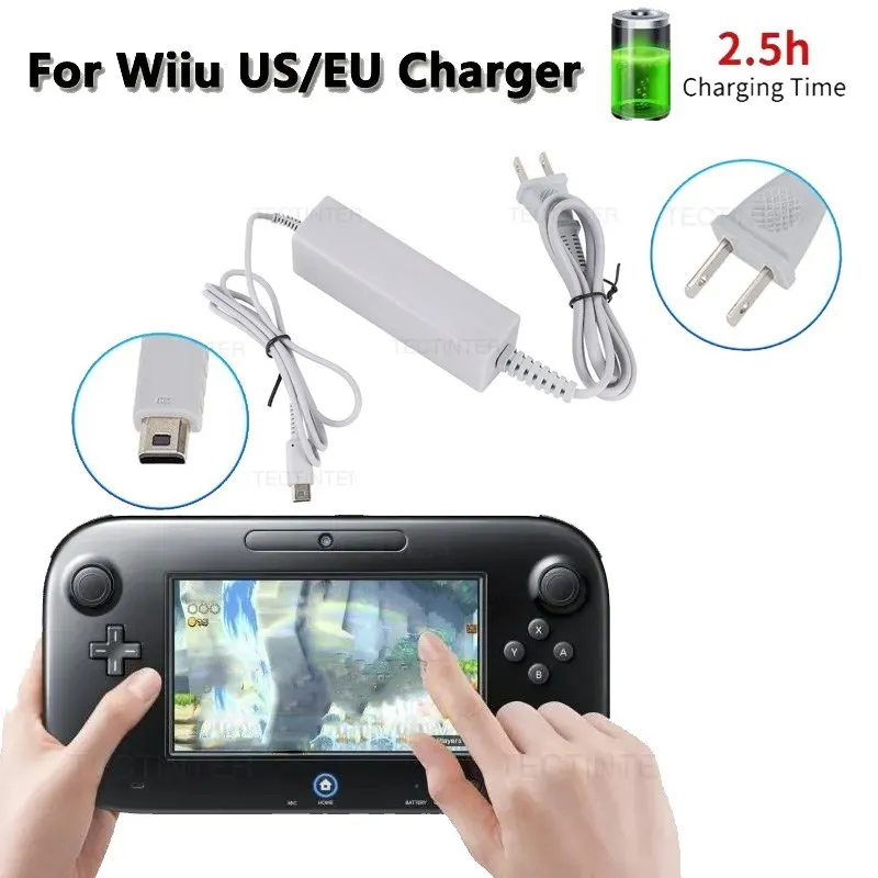 Adattatore per caricabatterie ca per Nintendo Wii U Gamepad cavo di ricarica Controller Joystick spina ue alimentatore da parete per la casa per WiiU Pad
