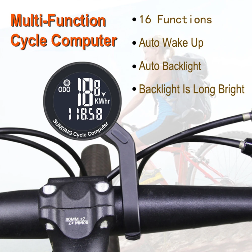 Wireless Bicycle Computer Waterproof Cycling Bike Speedometer Multi-functional Bicycle Odometer for Bike Handlebar and Stem