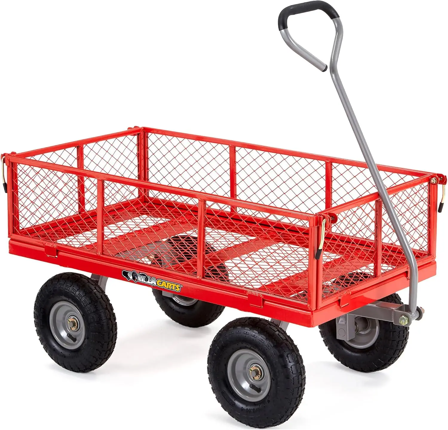 

Steel Utility Cart 4 Cu Ft Bed 800 lb Load Capacity Red u2013 Heavy Duty Outdoor Hauling Wagon with Removable Side Panels for Ya
