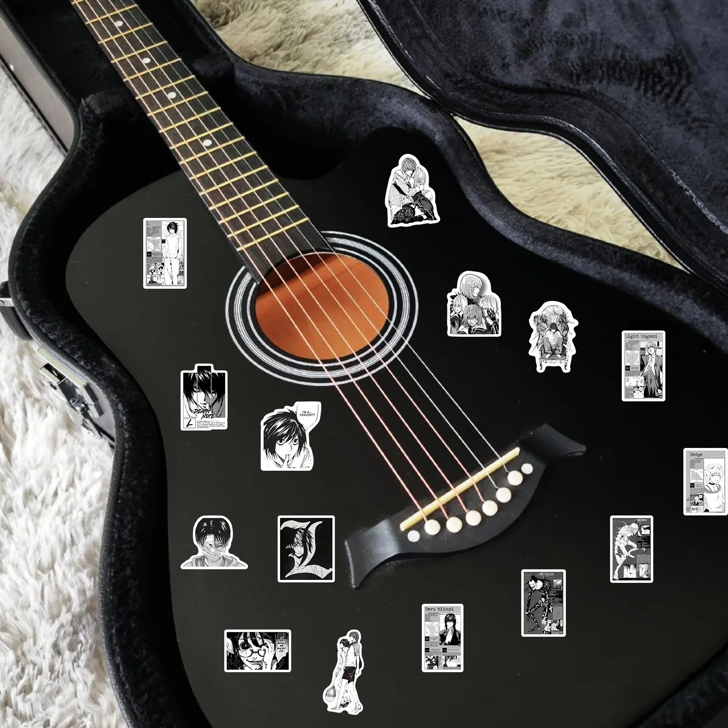 65 pçs anime death note adesivos preto branco decalques scrapbook bagagem portátil bicicleta mala carro graffiti adesivo decoração brinquedo