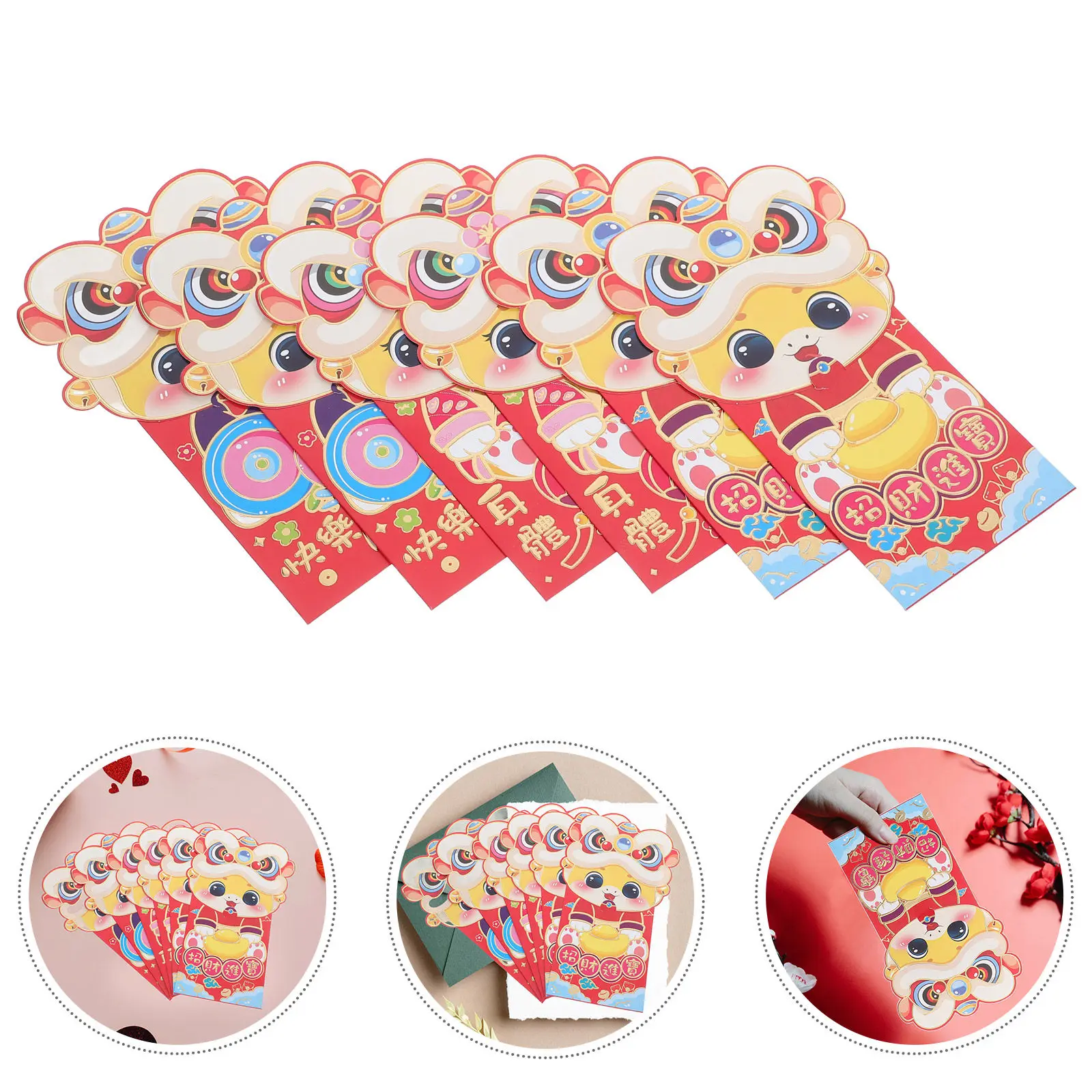 

6Pcs Cartoon Flip Cover Money Envelopes Red Packet Lunar New Year Red Envelopes Traditional Chinese New Year Gift Envelope