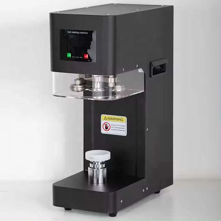 Electric Automatic Can Seaming Machine Craft Beer Carbonated Drinks Bottles Small Scale Canning Line Equipment Cartons Wood view 2
