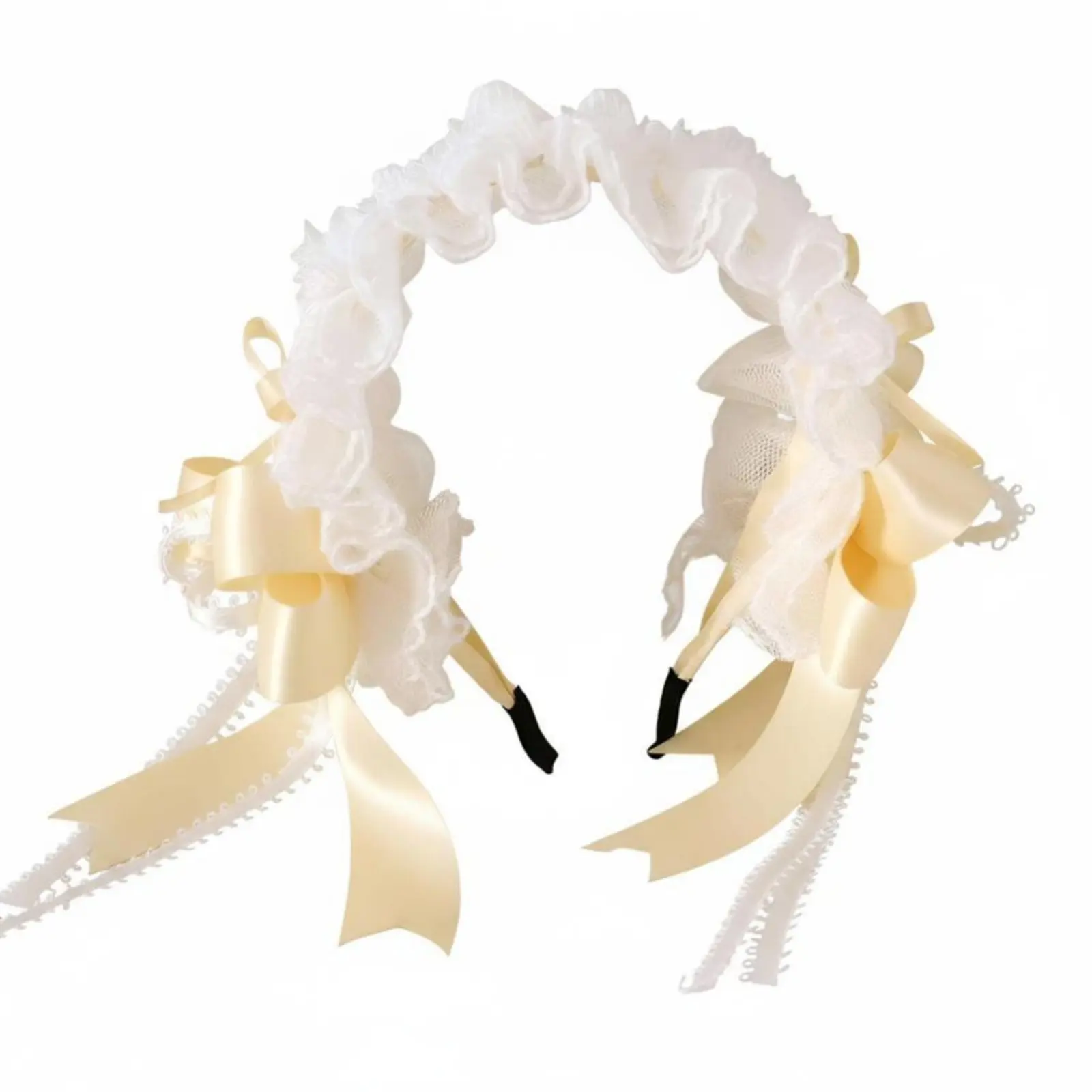 

Милая балетная романтическая повязка на голову, молочно-желтый шелк, мини-шляпка с перьями, заколка для волос ручной работы с кружевом для детей