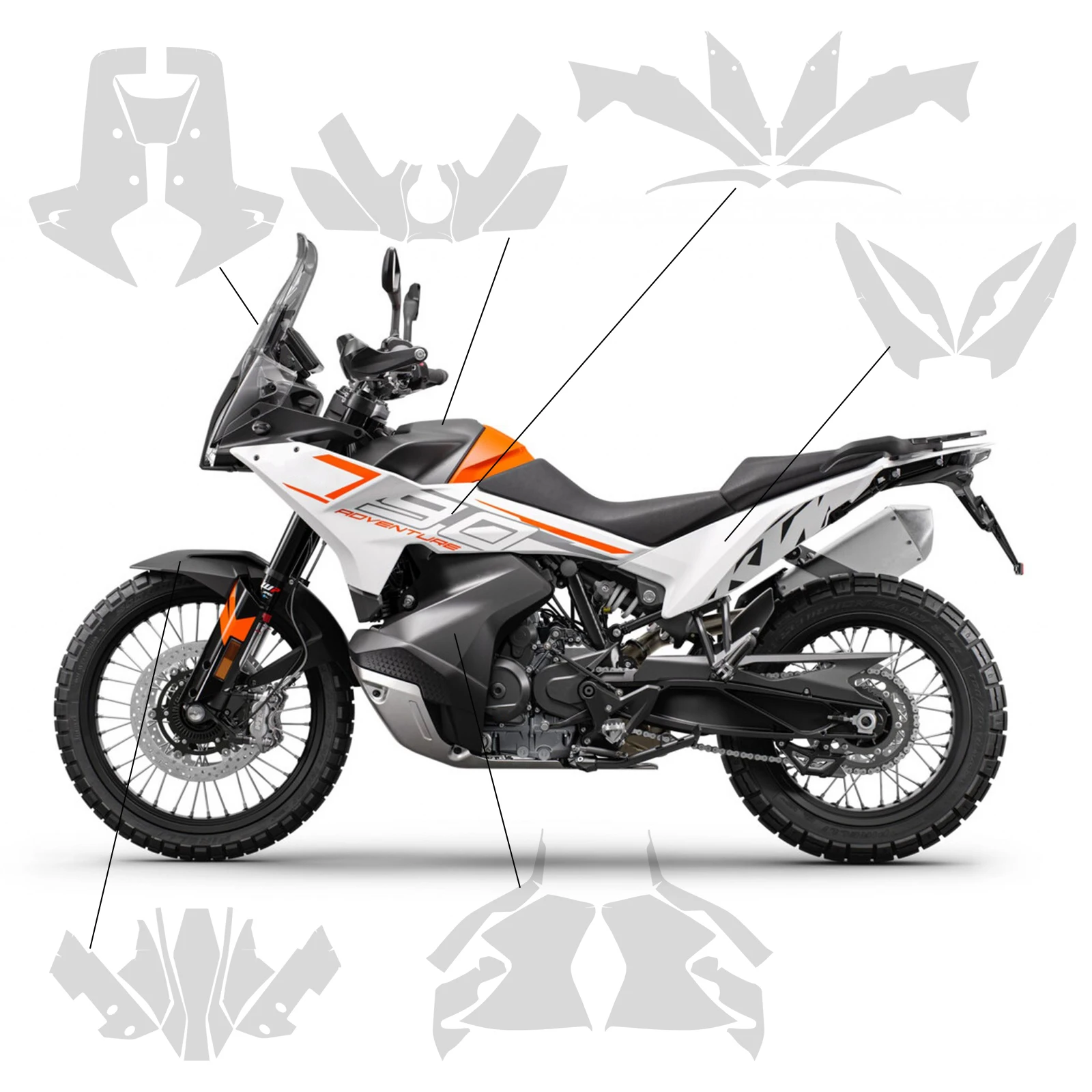 For KTM 790 ADV Paint Protection Film Fits 790 Adventure PPF Fairing Protection TPU Anti-scratch Protection Film 2024