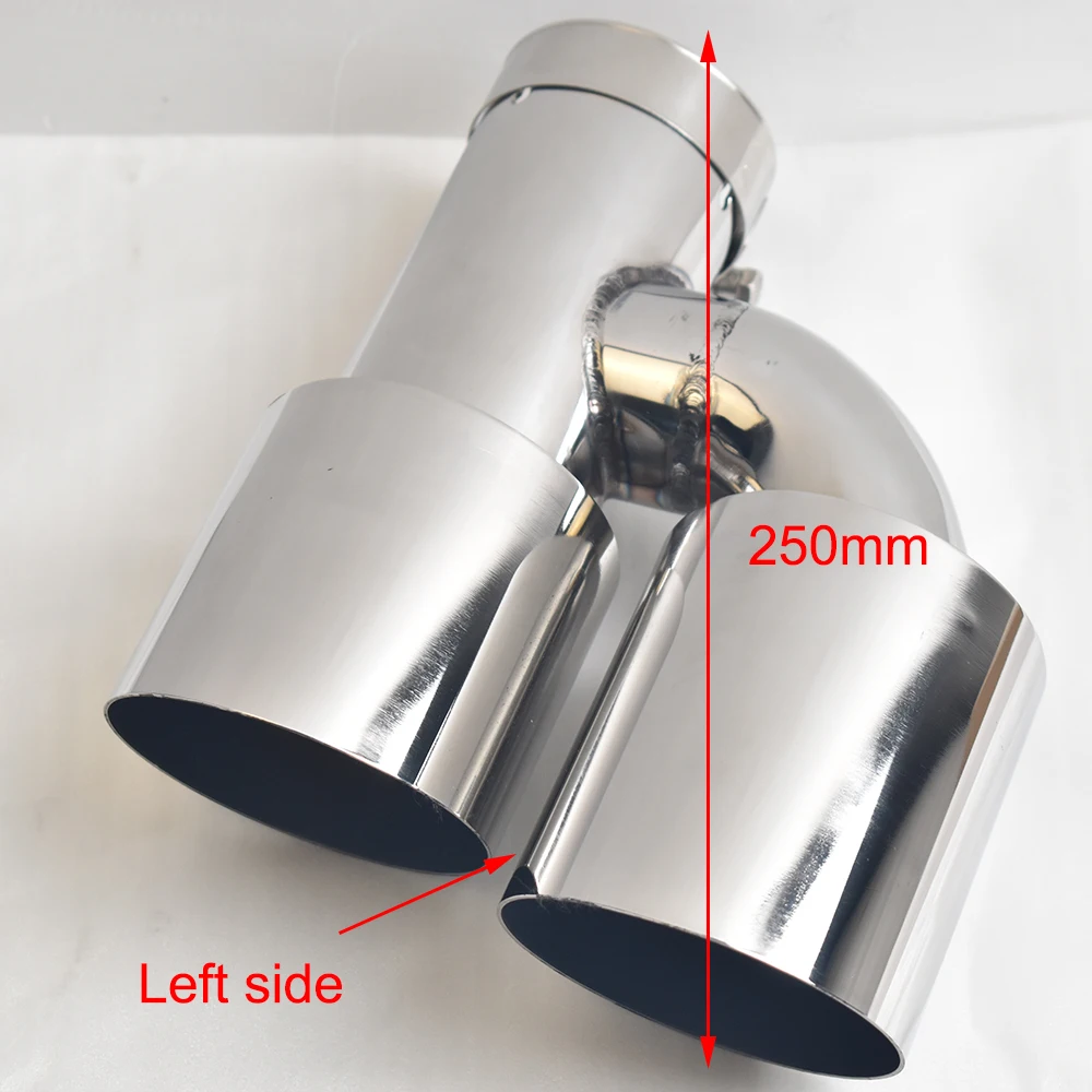 H Style Dual Stainless Steel Exhaust Pipe Double Shiny Muffler Tip with Slashed Outlet Edge for Enhanced Car Performance