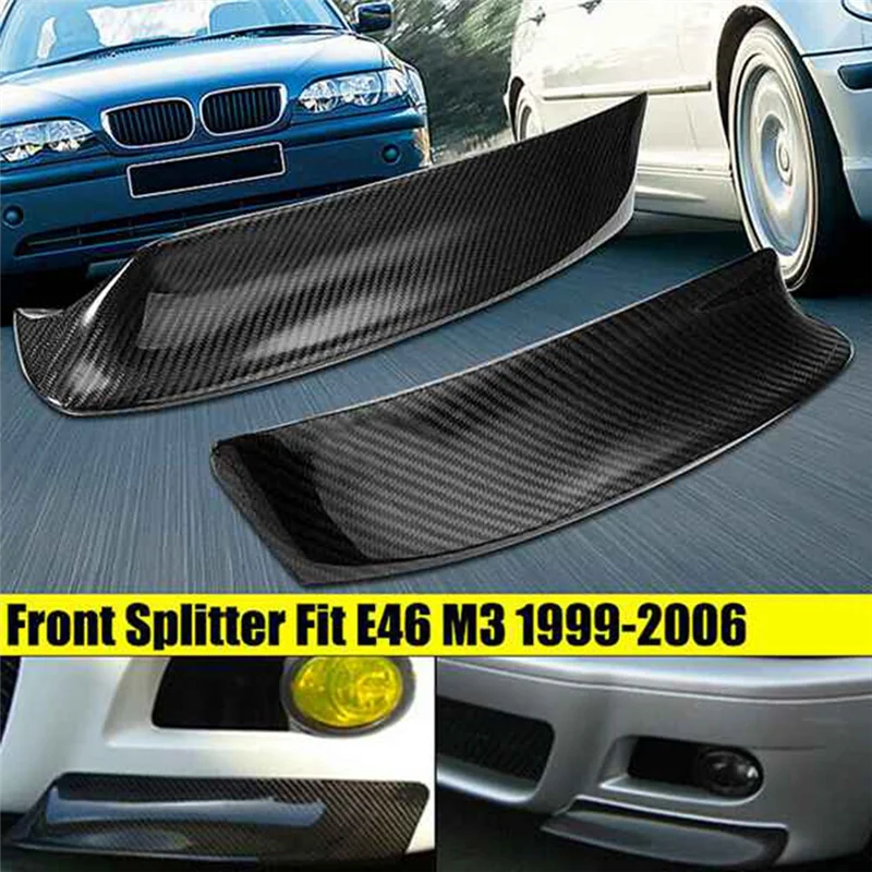 WOWFU-For BMW E46 M3 1999-2006 REAL Carbon Fiber Front Bumper Splitter Spoiler Lip
