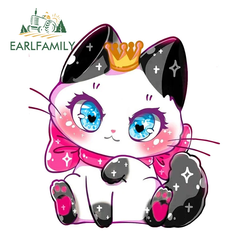 EARLFAMILY 13cm x 12cm for Kitty Flower Cute Queen Cartoon Car Stickers Vinyl Simple Decals Car Door Protector Bumper Trunk