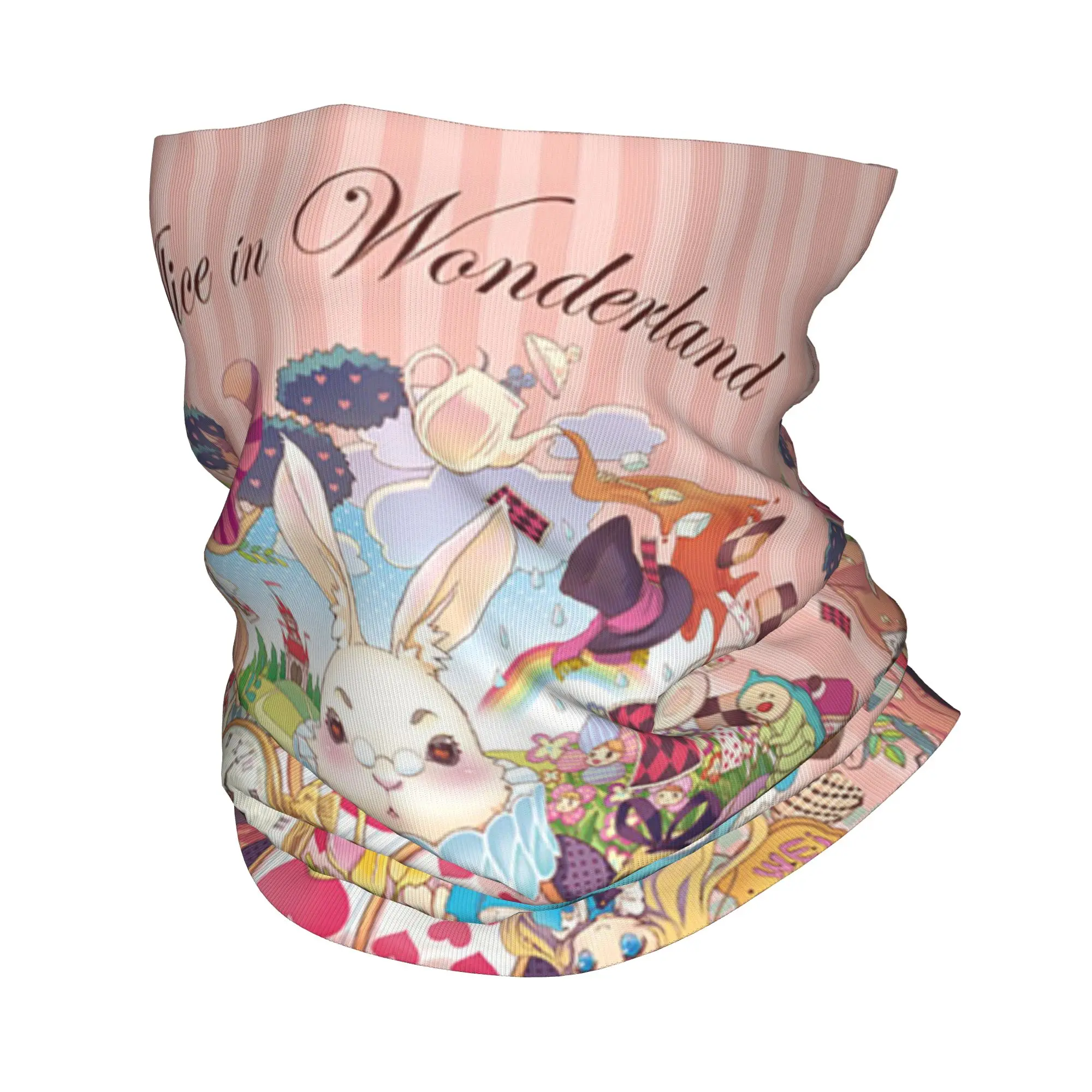 

Custom Cheshire Cat Wonderland Cartoon Winter Headband Neck Warmer Women Men Ski Camping Tube Scarf Face Bandana Gaiter