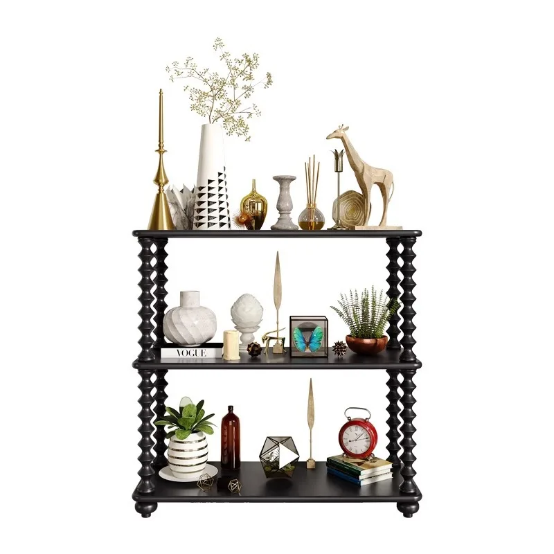 French antique shelf light luxury living room storage multi-layer display rack