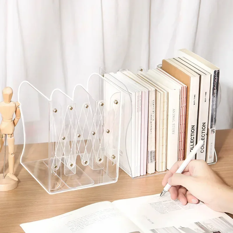 Organizer Acrylic Desktop Stand Holder Bookends Large Minimalist Reading Shelf Ins for Book Rack Student Retractable