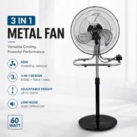 Ventilateur métallique 3 en 1 50W, hauteur réglable, pour sol, table et mur, jusqu'à 130 cm, pour usage domestique 3