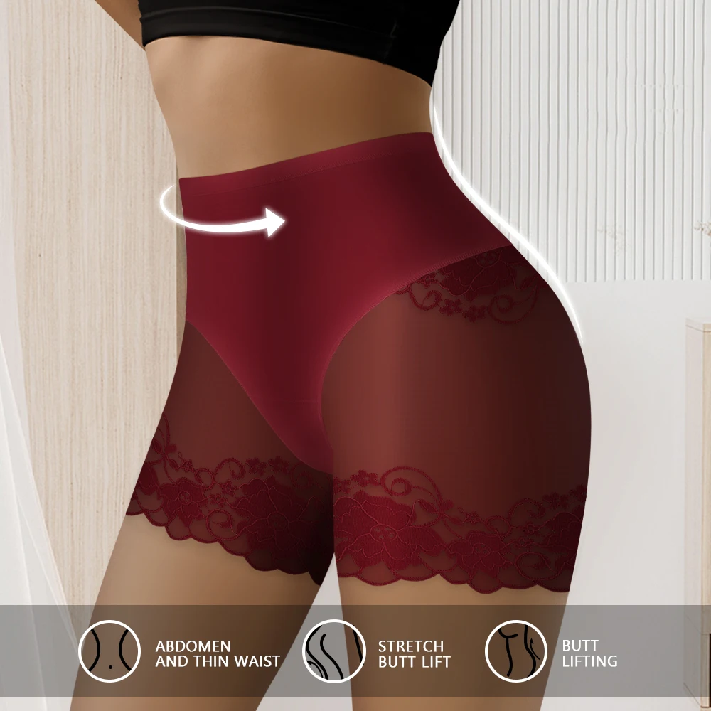 กางเกงในกันโป๊ผู้หญิง 5 ชิ้น/ชุด ลายลูกไม้ ขอบเอวสูง ผ้าลูกไม้ยืดหยุ่น