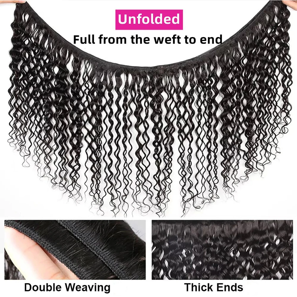 Curly Human Hair Bundles With Closure Raw Hair 100% Human Hair Double Weft Kinky Curly Remy Hair Bundles With Closure