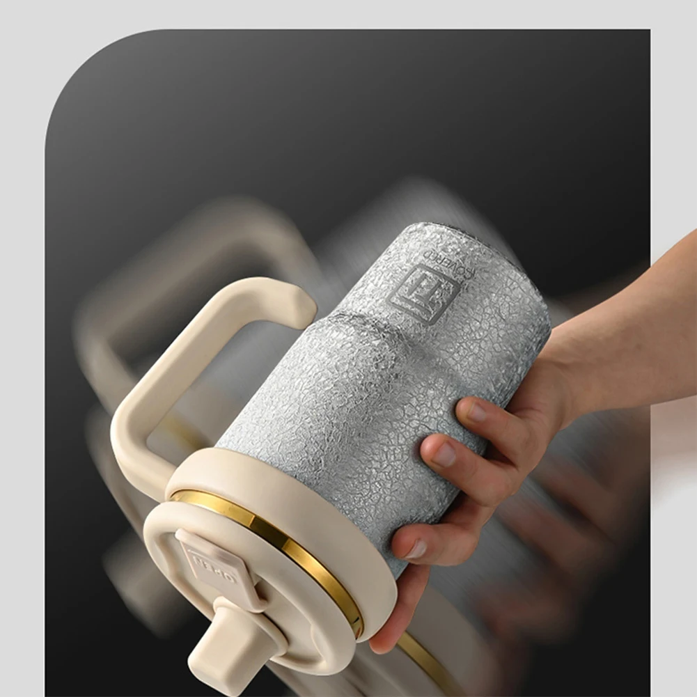 ABLK Cangkir Termos Titanium Bunga Es Kapasitas Besar Musim Panas Cangkir Air Minum Ganda Cangkir Es Portabel