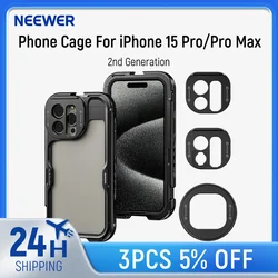 NEEWER 15 Pro/Pro Max Cage [2nd Generation], Quick Release Design Video Rig Phone Stabilizer with 67mm Filter Adapter