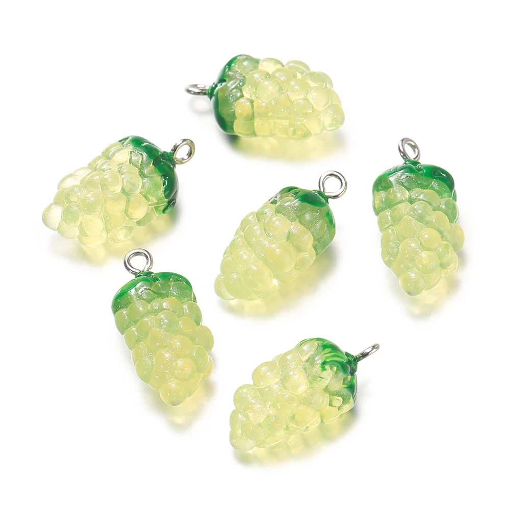 10Pcs Grape Resin Charms for DIY Jewellery Making
