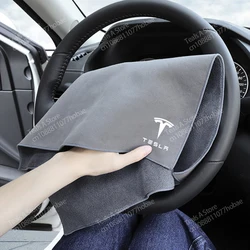 Absorberende Auto Drogende Handdoek Suède Koraal Fluweel Dubbelzijdige Reinigingsdoekjes Voor Tesla Model 3 Y S X Roadster P75d P85d P90d