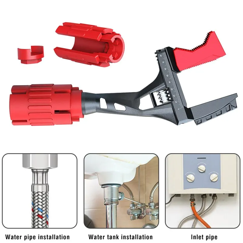 

Multi-function Large Opening Short Handle Wrench Bathroom Water Pipe Universal Wrench Adjustable Aluminum Alloy Repair Tool