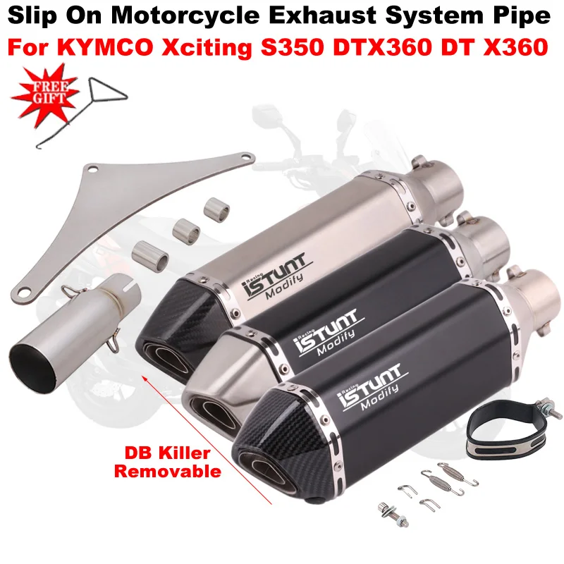 

Motorcycle Exhaust Escape Modify Mid Link Pipe Moto Muffler DB Killer Slip-On For KYMCO XcitingS350 Xciting DTX360 S350 DTX 360