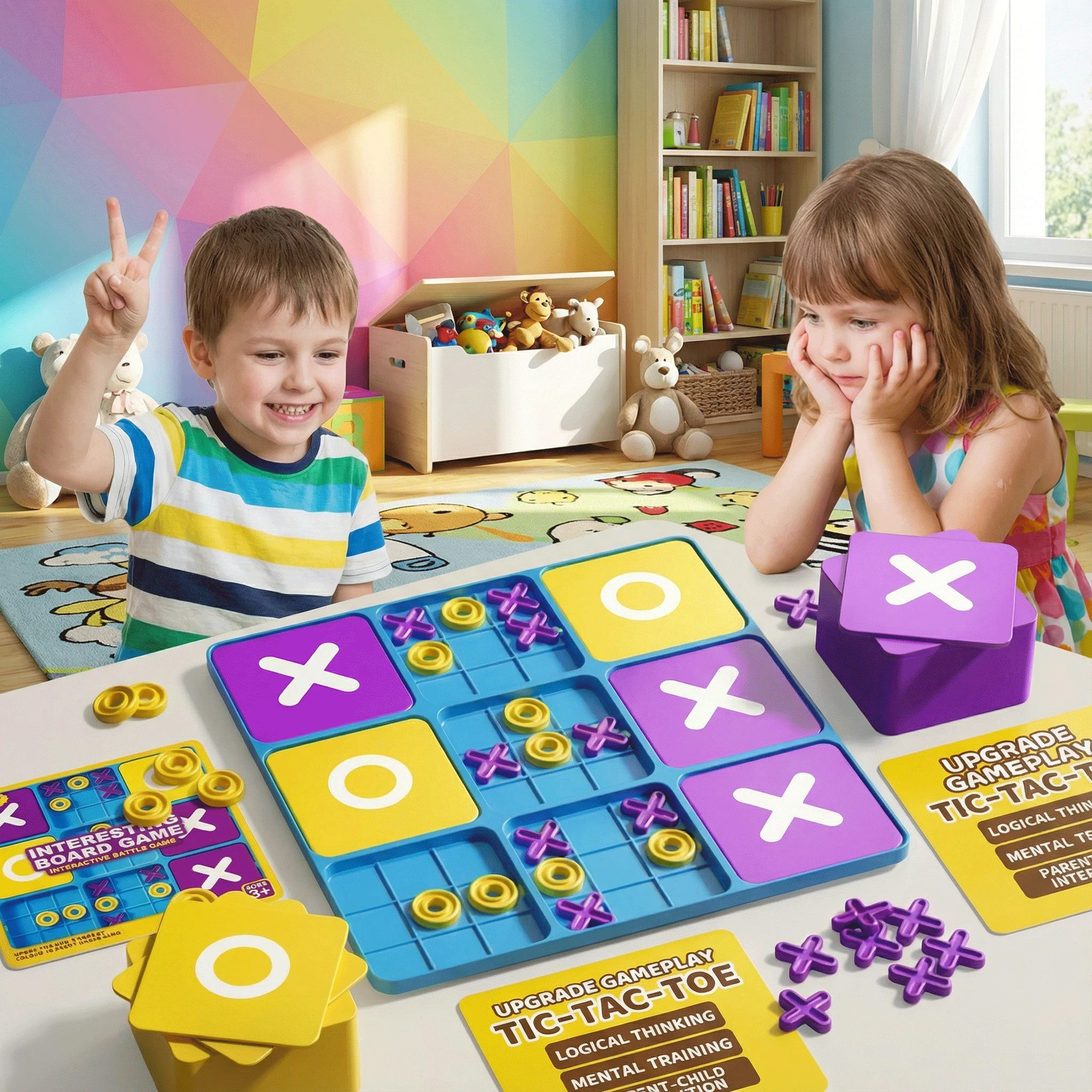 

Веселые настольные игры Tic Tac Toe, семейная интерактивная обучающая настольная игра для развития мышления логики и адаптации