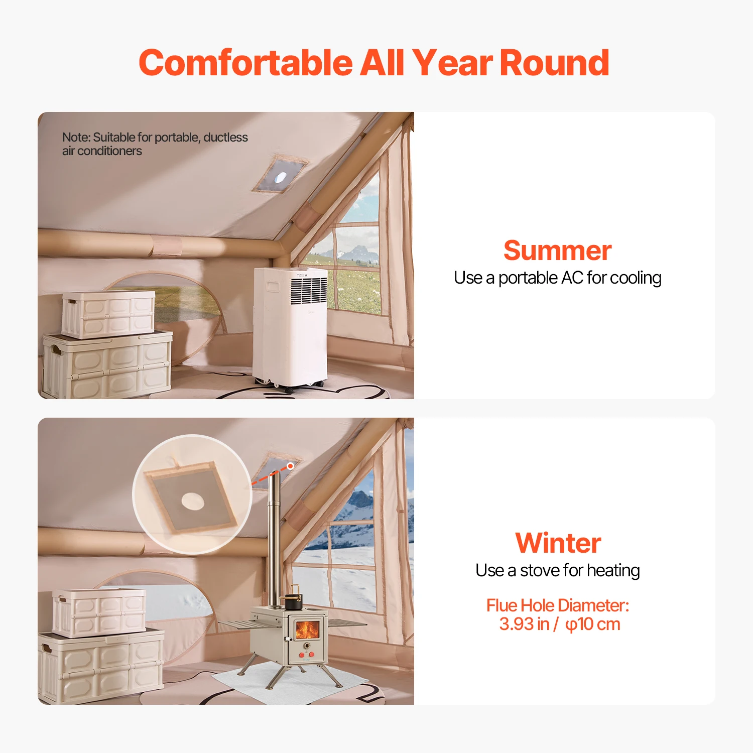 خيام SucceBuy القابلة للنفخ للتخييم سهلة الإعداد تفجير خيمة مع مضخة يدوية خيمة أكسفورد 300D مع حقيبة تخزين جاك الموقد متضمنة #2