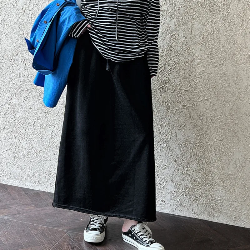 Spódnica damska HKSH Luxi Fashion, codzienna, o luźnym kroju, w kształcie litery A, z podwiniętym brzegiem, wyszczuplająca, z elastyczną talią, idealna na jesień, model HK11735