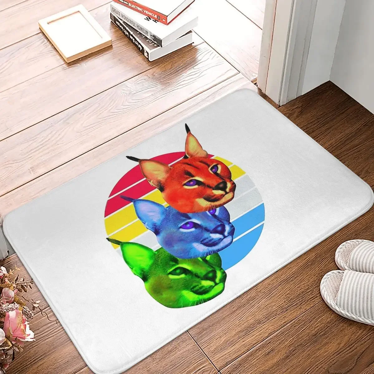 Big Floppa Cat Non-slip Doormat Caracal Vintage Retro Sunset Carpet Living Room Kitchen Mat Welcome Indoor Decor