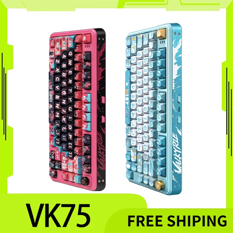 VALKYRIE VK75 Mechanical Gamer Keyboard 3Mode 2.4G Wireless Bluetooth Keyboard RGB Gasket PBT Customized Gaming Keyboard Gifts