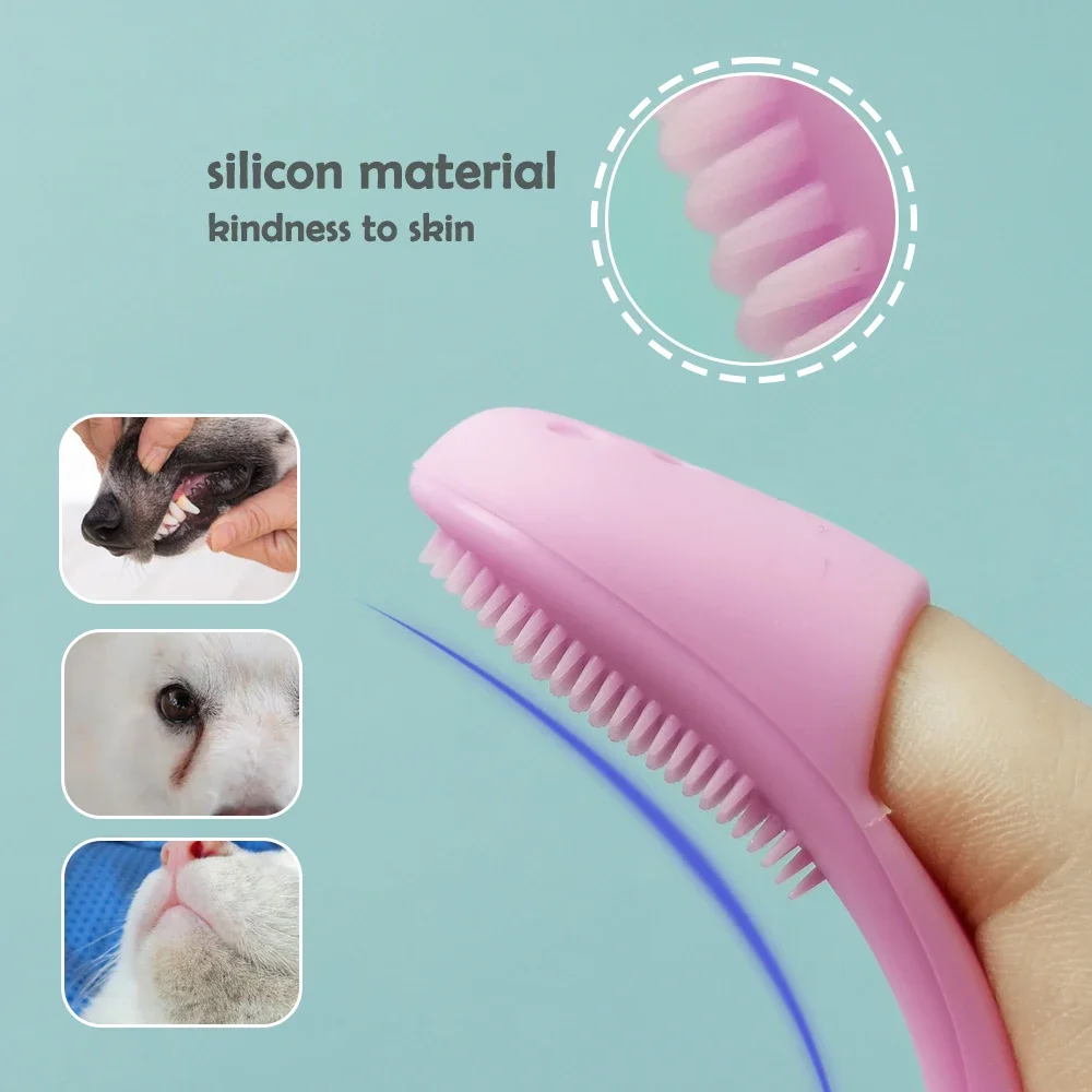 Dog Cat Cleaning Supplies Soft Pet Finger Brush Cats Brush Toothbrush Tear Stains Brush Eye Care Pets Cleaning Grooming Tools