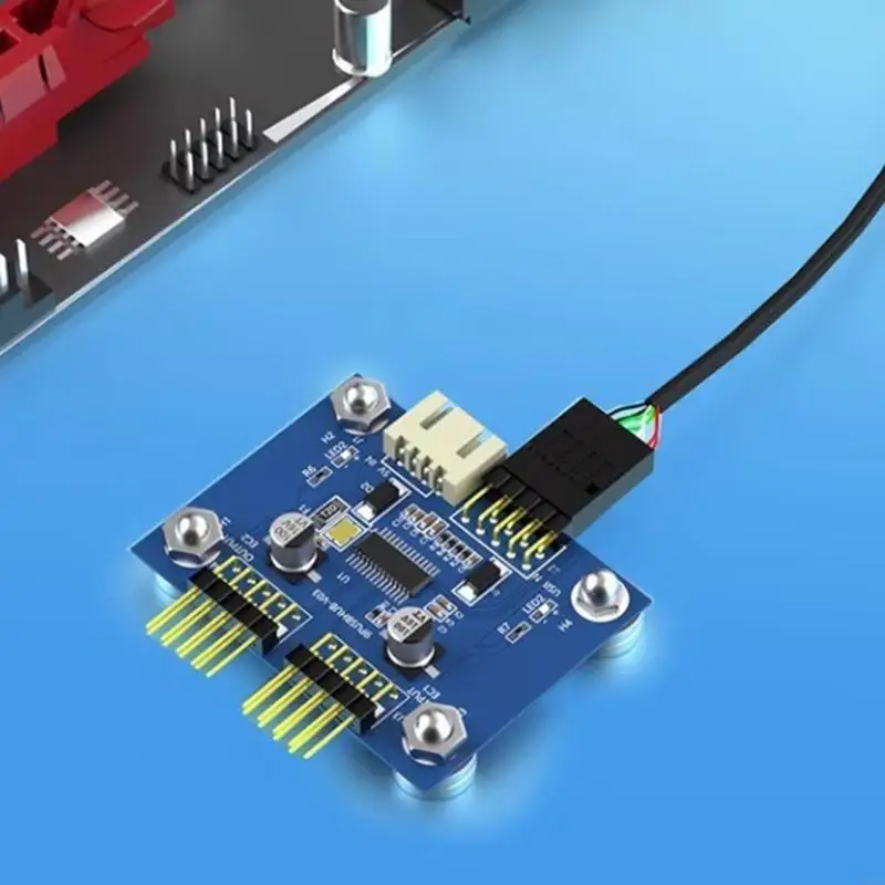 C90F Motherboards USB 2.0 Header Splitter Extension Cable Double 9Pins Port Simultaneous Device Connection Not Need Driver