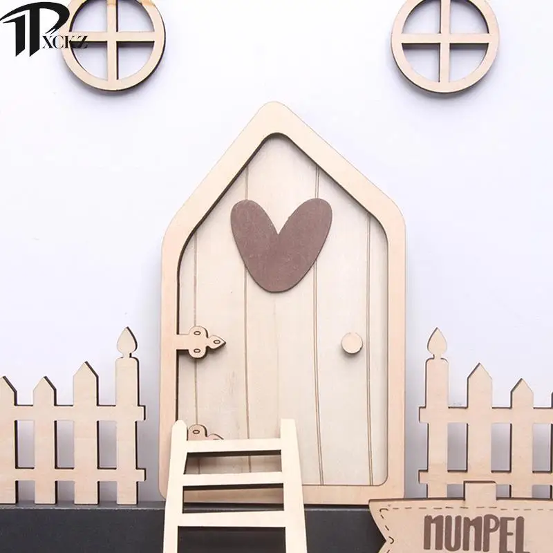 1/12 Dollhouse Fairy Door Set Dollhouse Mini Furniture Decor Dolls House Scene Accessories For Kid Pretend Play Toy