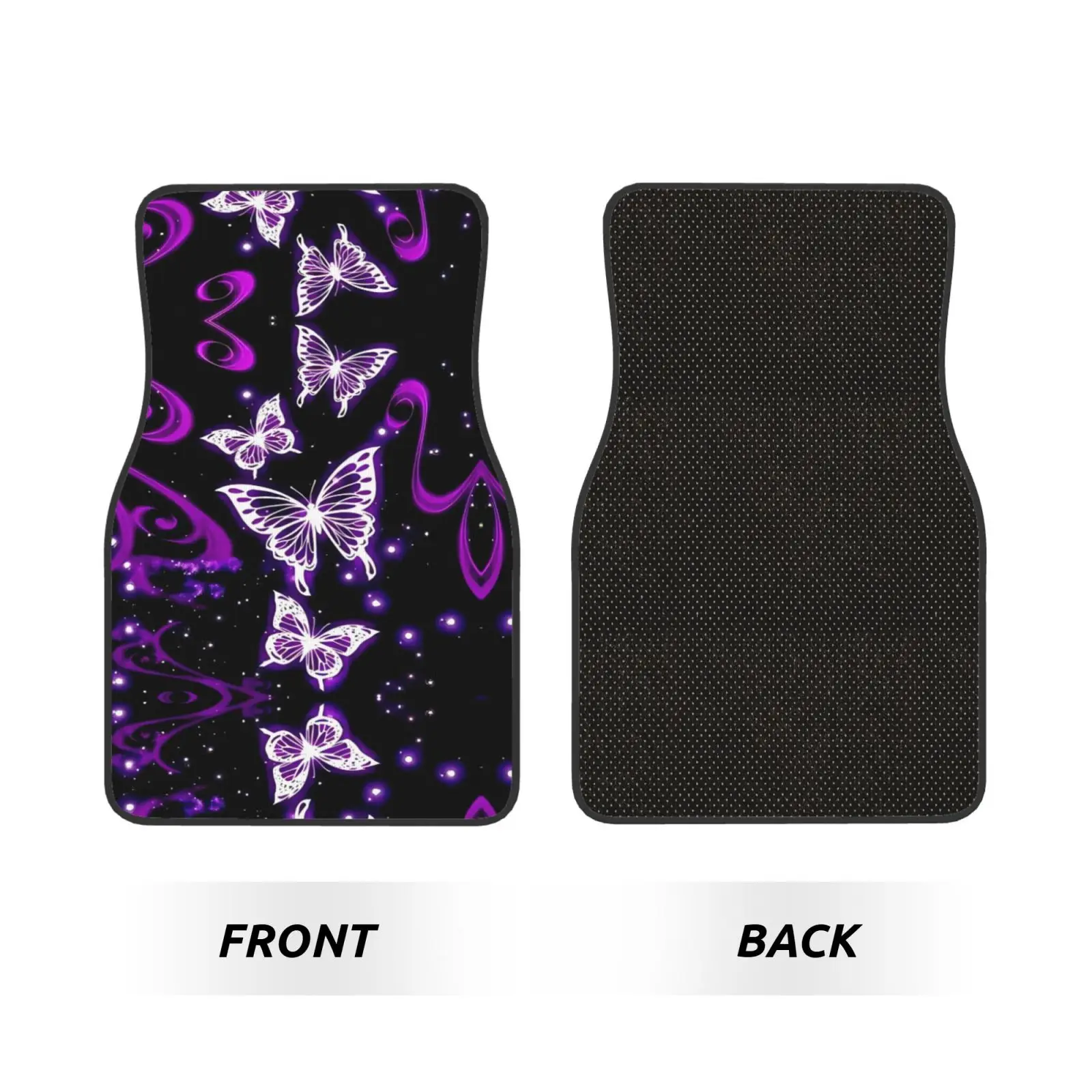 Bling Galaxy Purple Butterfly Print Car Floor Mats Durable Car Carpet Mat 4pcs with Anti-Slip Backing Fit for SUV Trucks