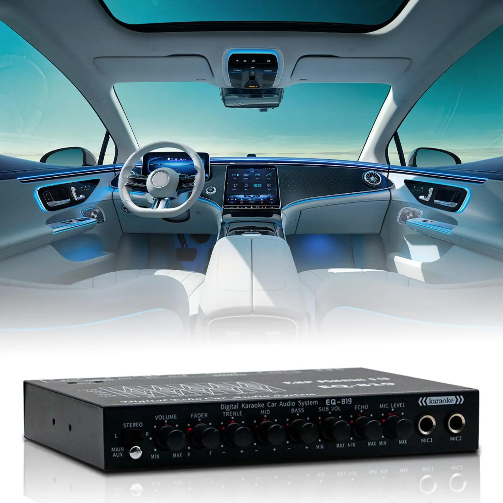 Ecualizador de Audio para Auto, Ajustable, de Hierro Negro, Procesador de Sonido, Repuesto para Estéreo de Auto con Control de Subwoofer